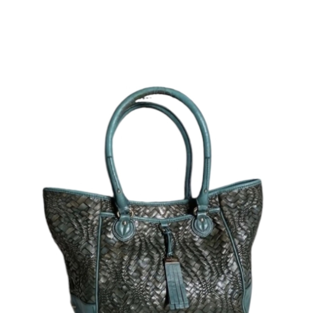 Cole Haan Blue Tote Bag with Classic Shape and Textured Material
